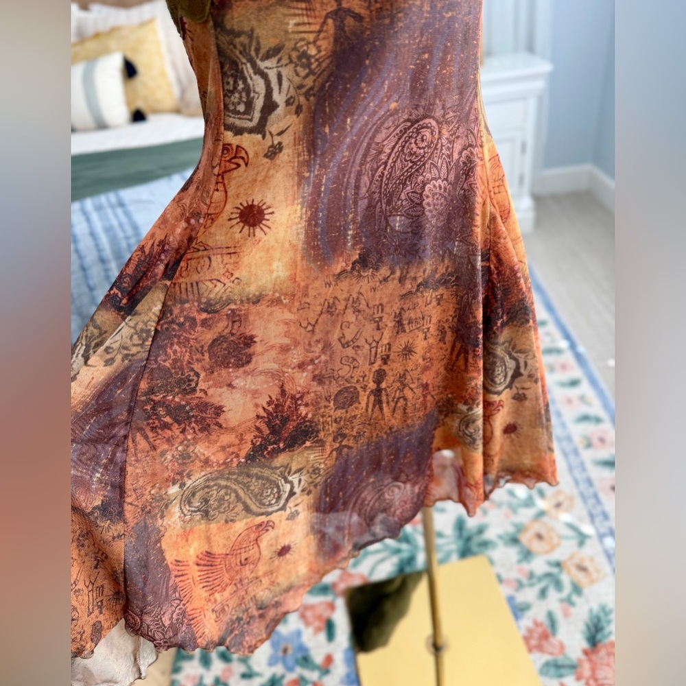 Vintage Rust & Olive Paisley Slip Dress - Picture 2 of 7